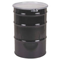 Open Head Transport Drum, Carbon Steel, 55 gal, Unlined, Black
