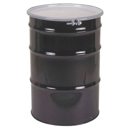 Open Head Transport Drum, Carbon Steel, 55 gal, Unlined, Black