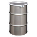 Open Head Transport Drum, 304 Stainless Steel, 30 gal, Unlined, Silver
