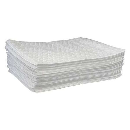 Sorbent Pad, 13 gal, 15 in x 19 in, Oil, White, 100 PK