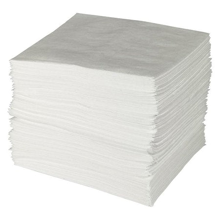 Sorbent Pad, 24 gal, 15 in x 19 in, Oil, White, Polypropylene