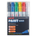 Permanent Marker, Medium Tip, Black, Blue, Green, Red, White, Yellow Color Family, Paint, 6 PK