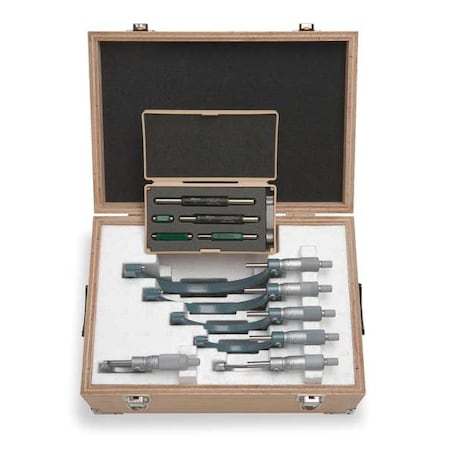 Micrometer Set, 0 to 6 In, 0.0001 In, 6 Pc