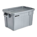 Stack & Nest Storage Tote W/ Lid, 20 gal, 27-7/8 in L x 17-3/8 in W x 15-1/8 in H, Gray, Plastic