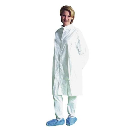 Tyvek IsoClean Disposable Lab Coat, Tyvek(R) IsoClean(R), Snaps Closure, White, 2XL, 30 PK