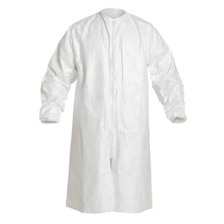 Tyvek IsoClean Disposable Lab Coat, Tyvek(R) IsoClean(R), Zipper Closure, White, L, 30 PK
