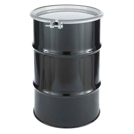 Open Head Transport Drum, Steel, 30 gal, Unlined, Black