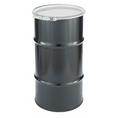 Open Head Transport Drum, Steel, 16 gal, Unlined, Black