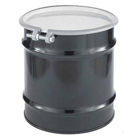 Open Head Transport Drum, Steel, 10 gal, Lined, Black