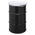 Open Head Transport Drum, Steel, 30 gal, Unlined, Black