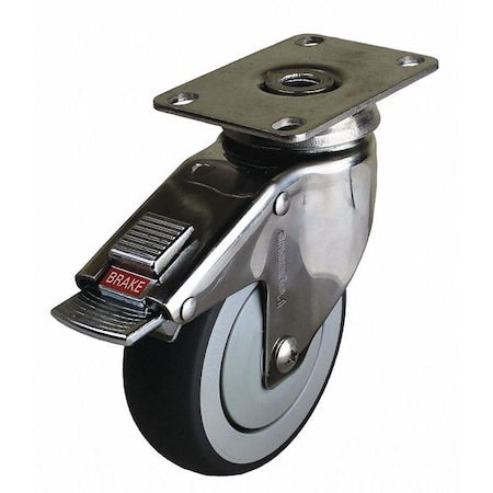 Swivel Plate Caster w/Total-Lock, TPR, 5 in, 260 lb
