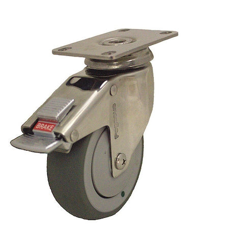 Swivel Plate Caster w/Total-Lock, TPR, 3 in, 165 lb