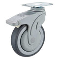 Swivel Plate Caster w/Total-Lock, TPR, 4 in, 275 lb