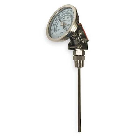 Bimetal Thermom, 5 In Dial, 0 to 250F