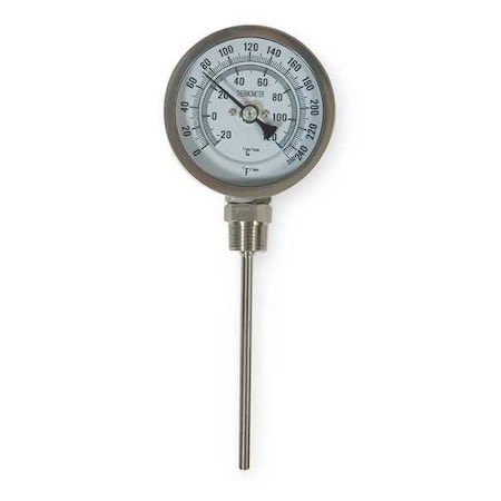 Bimetal Thermom, 3 In Dial, 0 to 250F