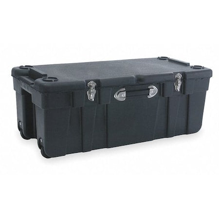 Mobile & Stackable Storage Trunk W/ Lid, 38.2 gal, 37 in L x 17-1/2 in W x 14 in H, Black