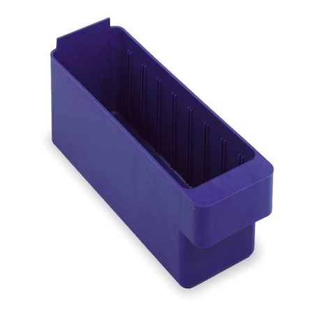 Drawer Storage Bin, High Impact Polystyrene, Blue, 4 5/8 in H, 3 3/4 in W, 11 5/8 in L