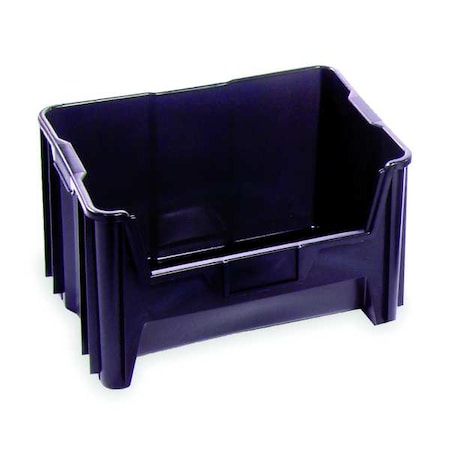 Storage Bin, Polypropylene/Polyethylene, Black, 12 1/2 in H, 19 7/8 in W, 15 1/4 in L