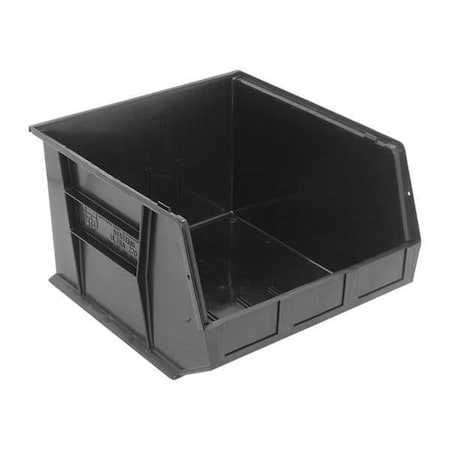 Hang & Stack Storage Bin, Polypropylene/Polyethylene, Black, 11 in H, 16 1/2 in W, 18 in L