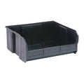 Hang & Stack Storage Bin, Polypropylene/Polyethylene, Black, 7 in H, 16 1/2 in W, 14 3/4 in L