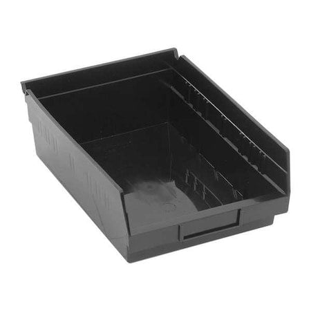 Shelf Storage Bin, Polypropylene/Polyethylene, Black, 4 in H, 11 5/8 in W, 10 1/4 in L