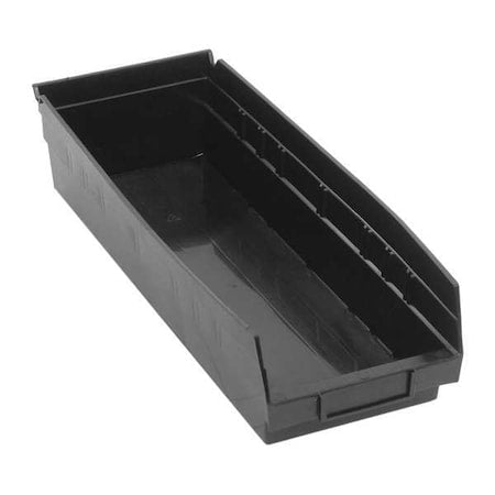 Shelf Storage Bin, Polypropylene/Polyethylene, Black, 4 in H, 6 5/8 in W, 17 7/8 in L