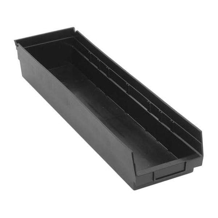 Shelf Storage Bin, Polypropylene/Polyethylene, Black, 4 in H, 6 5/8 in W, 23 5/8 in L