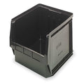 Shelf Storage Bin, Polypropylene/Polyethylene, Black, 7 7/8 in H, 12 3/8 in W, 19 3/4 in L
