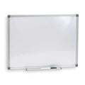Dry Erase Board, Melamine, 24 in, 36 in, Aluminum Frame, White, Gloss