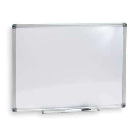 Dry Erase Board, Melamine, 48 in, 72 in, Aluminum Frame, White, Gloss