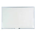 Dry Erase Board, Melamine, 24 in, 36 in, Aluminum Frame, White, Gloss