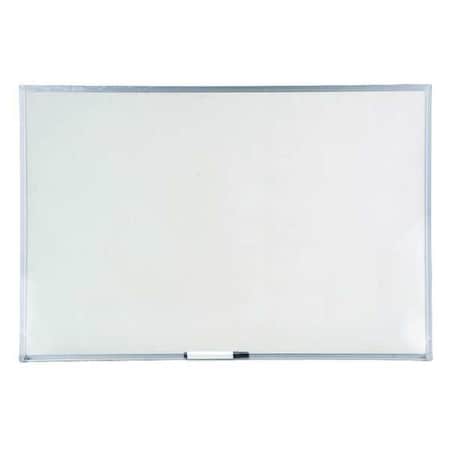 Dry Erase Board, Melamine, 48 in, 72 in, Aluminum Frame, White, Gloss