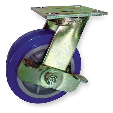Swivel Plate Caster, Poly, 8 in., 900 lb., Blu