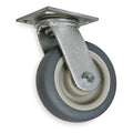 Swivel Plate Caster, Therm Rubber, 6 in, 450 lb, Gry