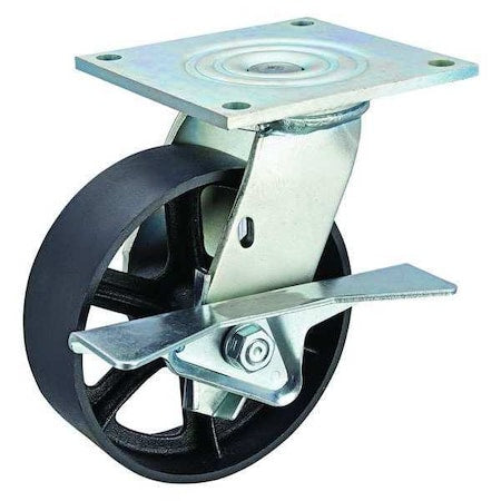 Swivl Plt Castr, Cast Iron, 6 in., 1200 lb.