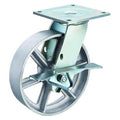 Swivel Plate Caster, Cst Irn, 8 in, 1200 lb