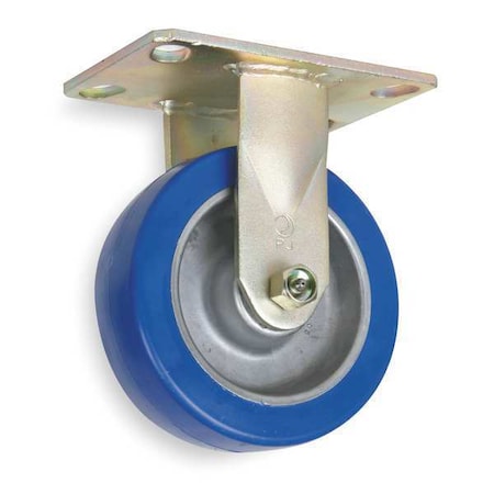 Rigd Plate Caster, Poly, 6 in, 1750 lb., Blu
