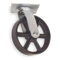 Swivel Plate Caster, Cast Iron, 8 in., 1200 lb.