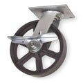 Swivel Plate Caster, Cast Iron, 6 in, 1200 lb, Blk