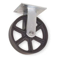 Rigid Plate Caster, Cast Irn, 8 in, 1200 lb
