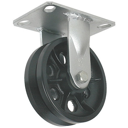 V-Grve Rigid Cster, Cst Irn, 6 in., 1000 lb