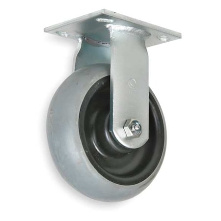 Rigid Plate Caster, Rbber, 8 in, 675 lb, Gry
