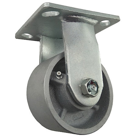 Rigid Plate Caster, Cast Iron, 4 in, 700 lb