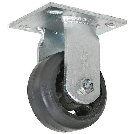 Rigid Plate Caster, Rubber, 6 in., 410 lb.