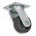 Swivel Plate Caster, Rubber, 6 in., 410 lb.