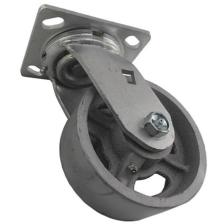 Swivel Plate Caster, Cst Irn, 5 in, 1000 lb