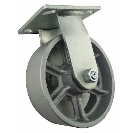 Rigid Plate Caster, Csst Irn, 6 in, 1200 lb