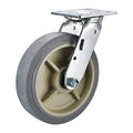 Swivel Plate Caster, Rubber, 8 in., 675 lb.