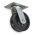 V-Groove Swivel Caster, Cast Iron, 4 in, 800 lb, Blk