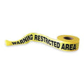Barricade Tape, Warning Restricted Area, 3 in Wide x 1000 ft Long, Polyethylene, 1.6 mil Thickness